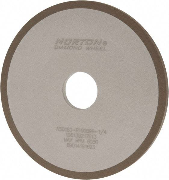 Norton - 6" Diam x 1-1/4" Hole x 1/4" Thick, 180 Grit Surface Grinding Wheel - Diamond, Type 1A1, Very Fine Grade, Resinoid Bond - Caliber Tooling