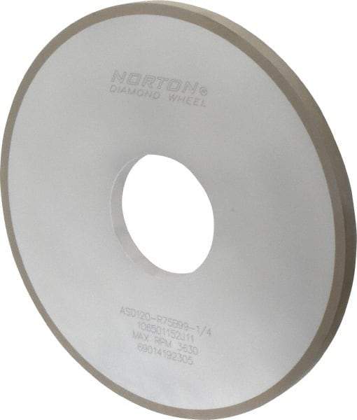 Norton - 10" Diam x 3" Hole x 1/2" Thick, 120 Grit Surface Grinding Wheel - Diamond, Type 1A1, Fine Grade, Resinoid Bond - Caliber Tooling