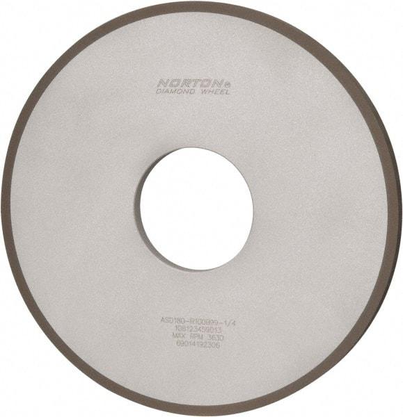 Norton - 10" Diam x 3" Hole x 1/2" Thick, 180 Grit Surface Grinding Wheel - Diamond, Type 1A1, Very Fine Grade, Resinoid Bond - Caliber Tooling