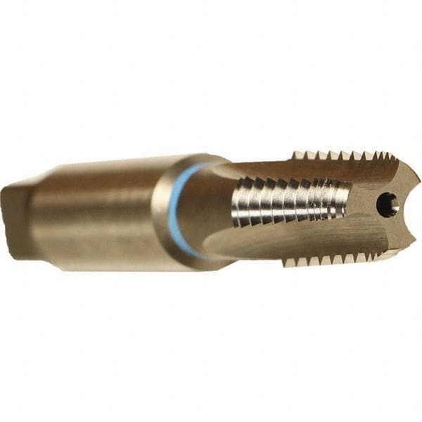 Emuge - 3/4-14 NPT, 5 Flutes, Bright Finish, Cobalt, Interrupted Thread Pipe Tap - 3-1/4 Inch Overall Length, 29/32 Inch Shank Diameter, 1.38 Inch Thread Length, 0.67 Inch Square Size, Modified Bottoming Chamfer, Series KEG - Exact Industrial Supply