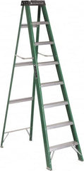 Louisville - 7 Steps, 8' High, Type II Rating, Fiberglass Step Ladder - 225 Lb Capacity, 24-13/16" Base Width - Caliber Tooling