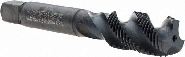 Kennametal - 5/8-18 3 Flute Modified Bottoming Spiral Flute Tap - Vanadium High Speed Steel, Oxide Finish, 3-13/16" OAL, Right Hand Flute, Right Hand Thread, H7, Series GOtap\xAE - Exact Industrial Supply