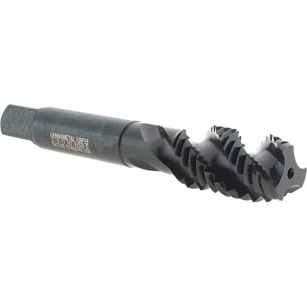 Kennametal - 5/8-11 3 Flute Modified Bottoming Spiral Flute Tap - Vanadium High Speed Steel, Oxide Finish, 3-13/16" OAL, Right Hand Flute, Right Hand Thread, H7, Series GOtap\xAE - Exact Industrial Supply