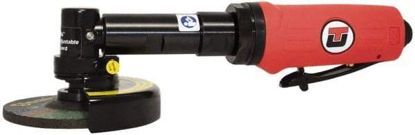 Universal Tool - 4" Wheel Diam, 14,000 RPM, Pneumatic Angle & Disc Grinder - 3/8-24 Spindle, 16 CFM, Rear Exhaust - Caliber Tooling