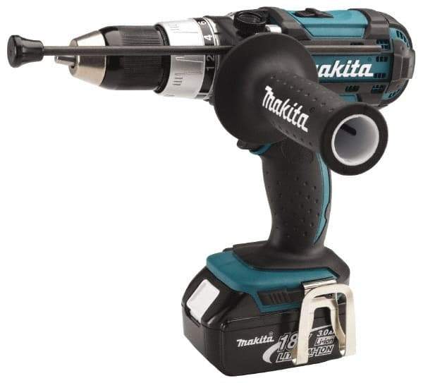 Makita - 18 Volt 1/2" Keyless Chuck Cordless Hammer Drill - 0 to 30,000 BPM, 0 to 400 & 0 to 1,700 RPM, Reversible, Pistol Grip Handle - Caliber Tooling