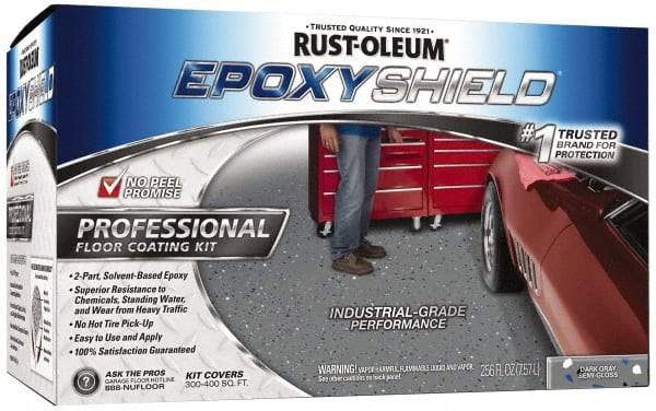 Rust-Oleum - 2 Gal (2) One Gallon Cans Gloss Dark Gray 2 Part Epoxy Floor Coating - <250 g/L VOC Content - Caliber Tooling