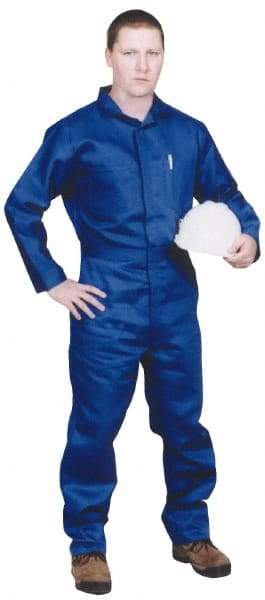 Stanco Safety Products - Size L, Royal Blue, Zipper, Arc Protection Coverall - 42 to 44" Chest, Indura, 7 Pockets, Elastic Waistband, Full Action Back, 2-Way Concealed Zipper - Caliber Tooling