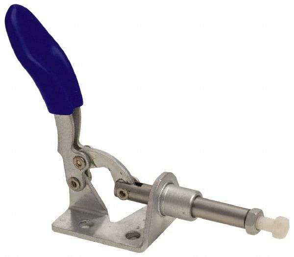 Gibraltar - 100 Lb Load Capacity, Flanged Base, Carbon Steel, Standard Straight Line Action Clamp - 3 Mounting Holes, 0.18" Mounting Hole Diam, 1/4" Plunger Diam, Thumb Handle - Caliber Tooling