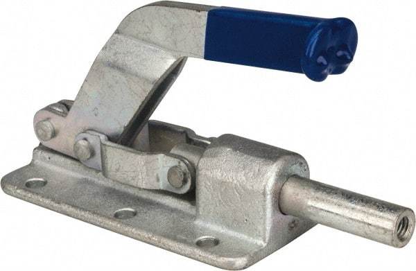 Gibraltar - 800 Lb Load Capacity, Flanged Base, Carbon Steel, Standard Straight Line Action Clamp - 6 Mounting Holes, 0.26" Mounting Hole Diam, 1/2" Plunger Diam, Straight Handle - Caliber Tooling