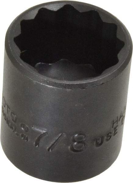 Proto - 7/8", 3/8" Drive, Standard Hand Socket - 12 Points, 1-7/16" OAL, Alloy Steel, Black Finish - Caliber Tooling