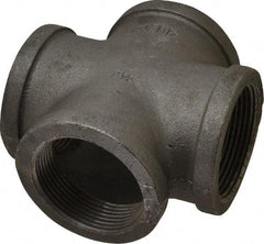 Made in USA - Size 2-1/2", Class 150, Malleable Iron Black Pipe Cross - 300 psi, Threaded End Connection - Caliber Tooling