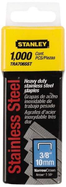 Stanley - 27/64" Wide Stainless Steel Narrow Crown Staples - 3/8" Leg Length - Caliber Tooling