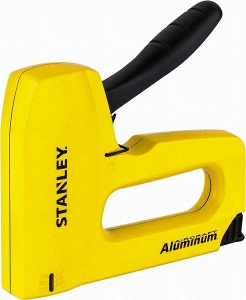 Stanley - Manual Staple Gun - 1/4, 5/16, 3/8, 1/2, 9/16" Staples, Yellow & Black, Aluminum - Caliber Tooling