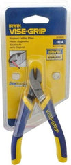 Irwin - 4-1/2" OAL, Diagonal Cutter - 1/2" Jaw Length x 7/64" Jaw Width, Oval Head, ProTouch Handle - Caliber Tooling