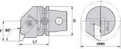 Kennametal - Insert Style NG 3R, 60mm Head Length, Left Hand Cut, Internal Modular Threading Cutting Unit Head - System Size KM63, 43mm Center to Cutting Edge, Series Top Notch - Caliber Tooling