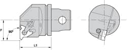 Kennametal - Insert Style LT 16ER, 35mm Head Length, Left Hand Cut, External Modular Threading Cutting Unit Head - System Size KM32, 22mm Center to Cutting Edge, Series LT Threading - Caliber Tooling