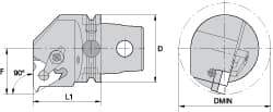 Kennametal - Insert Style LT 22NL, 60mm Head Length, Left Hand Cut, Internal Modular Threading Cutting Unit Head - System Size KM63, 43mm Center to Cutting Edge, Series LT Threading - Caliber Tooling