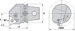 Kennametal - Insert Style LT 16NL, 60mm Head Length, Left Hand Cut, Internal Modular Threading Cutting Unit Head - System Size KM63, 43mm Center to Cutting Edge, Series LT Threading - Caliber Tooling