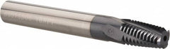 Carmex - 1/4-18 to 3/8-18 NPT, 3/8" Cutting Diam, 4 Flute, Solid Carbide Helical Flute Thread Mill - Internal/External Thread, 0.64" LOC, 3" OAL, 3/8" Shank Diam - Caliber Tooling