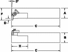 Tool-Flo - External Thread, Right Hand Cut, 1-1/4" Shank Width x 1-1/4" Shank Height Indexable Threading Toolholder - 6" OAL, FL 3L Insert Compatibility, FLE Toolholder, Series FLER - Caliber Tooling