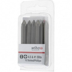 Wiha - 1/4" Drive, #1 Reversible Phillips/Slotted Screwdriver Bit - 2-3/8" OAL - Caliber Tooling