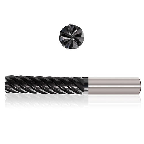 ‎1″ Dia. × 1″ Shank × 4-1/8″ DOC × 7″ OAL, Sistral, 7 Flute, Variable Helix, Straight, External, Bullnose, Solid End Mill - Exact Industrial Supply