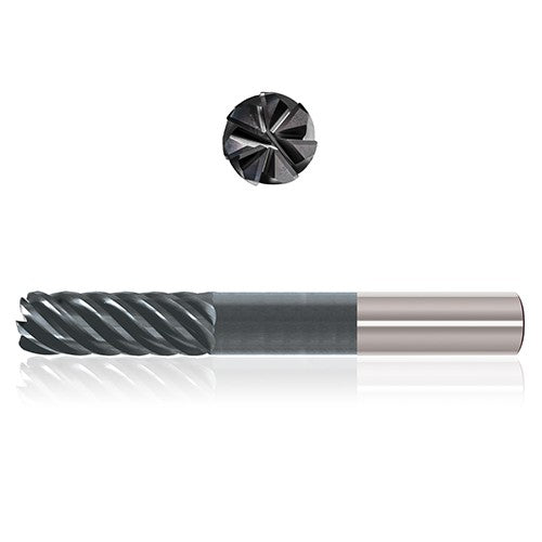 5/8″ Dia. × 5/8″ Shank × 1″ DOC × 4″ OAL, Sistral, 7 Flute, Variable Helix, Straight, External, Bullnose, Solid End Mill - Exact Industrial Supply