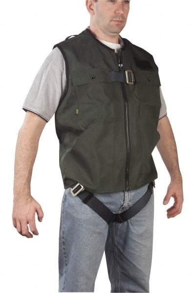 Gemtor - 350 Lb Capacity, Size XL, Full Body Vest Safety Harness - Polyester, Quick Connect Leg Strap, Quick Connect Chest Strap, Green - Caliber Tooling