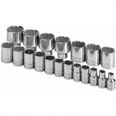 SK - 1/2" Drive Standard Socket Set - 3/8 to 1-1/2", Inch Measurement Standard - Caliber Tooling