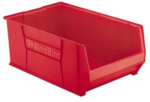 Akro-Mils - 300 Lb. Load Capacity, 29-1/4" Deep, Red Polymer Hopper Stacking Bin - 12" High x 18-3/8" Wide x 29-1/4" Long - Caliber Tooling