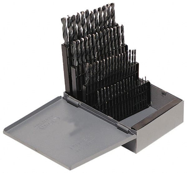 Hertel - 135° Point, Oxide Finish, High Speed Steel Screw Machine Length Drill Bit Set - Caliber Tooling