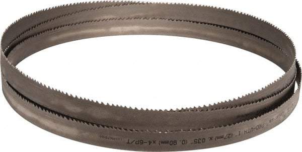 Starrett - 4 to 6 TPI, 11' 6" Long x 1" Wide x 0.035" Thick, Welded Band Saw Blade - Bi-Metal, Toothed Edge, Modified Tooth Set, Contour Cutting - Caliber Tooling