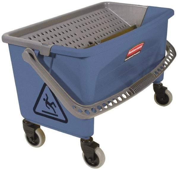 Rubbermaid - 40 Qt Plastic Bucket & Wringer - 14.7" Long x 16.2" High x 26.2" Wide, Blue - Caliber Tooling