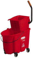 Rubbermaid - 35 Qt Plastic Bucket & Wringer - 20-1/8" Long x 36-1/2" High x 15-3/4" Wide, Red - Caliber Tooling