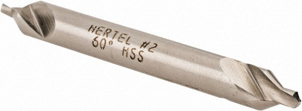 Hertel - #2 Plain Cut 60° Incl Angle High Speed Steel Combo Drill & Countersink - Caliber Tooling