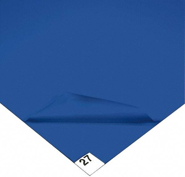 Wearwell - 5' Long x 3' Wide x 1/8" Thick, Dry Environment, Smooth Pattern Clean Room Matting - Tacky Sheets, Blue, 30 Layers per Mat, Series 095 - Caliber Tooling