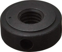 Gibraltar - 1/2-13" UNC Thread, Black Oxide Finish, Steel Round Knurled Check Nut - 7/16" Overall Height, 1-1/4" Head Diam, 1" Base Diam - Caliber Tooling