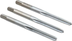 Made in USA - #10-24 UNC, 4 Flute, Bottoming, Plug & Taper, Chrome Finish, High Speed Steel Tap Set - Right Hand Cut, 2-3/8" OAL, 7/8" Thread Length, 2B/3B Class of Fit - Caliber Tooling