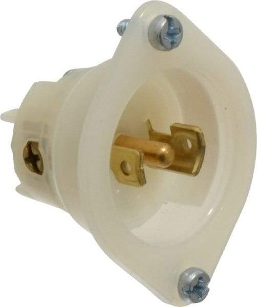 Leviton - 125/250 VAC, 15 Amp, ML-3P NEMA, Ungrounded Inlet - 3 Poles, 3 Wire, Male End, White, Steel - Caliber Tooling