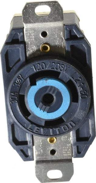 Leviton - 120/208 VAC, 30 Amp, L21-30R NEMA, Self Grounding Receptacle - 4 Poles, 5 Wire, Female End, Black - Caliber Tooling