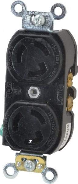 Leviton - 125 VAC, 15 Amp, L5-15R NEMA, Self Grounding Receptacle - 2 Poles, 3 Wire, Female End, Black - Caliber Tooling