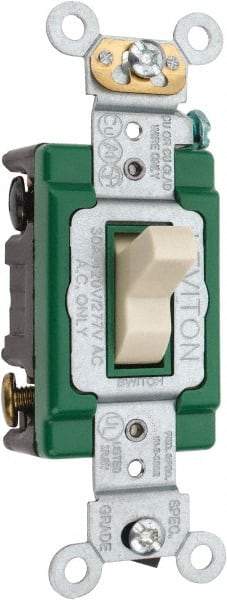 Leviton - 3 Pole, 120 to 277 VAC, 30 Amp, Industrial Grade, Toggle, Wall and Dimmer Light Switch - 1.31 Inch Wide x 4.06 Inch High - Caliber Tooling