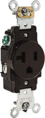 Leviton - 125 VAC, 20 Amp, 5-20R NEMA Configuration, Brown, Industrial Grade, Self Grounding Single Receptacle - 1 Phase, 2 Poles, 3 Wire, Flush Mount, Impact Resistant - Caliber Tooling