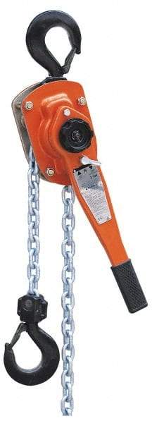 Value Collection - 6,000 Lb Lifting Capacity, 5' Lift Height, Lever Hoist - Made from Chain, 77 Lb Avg Pull to Lift Rated Load, 1 Chain - Caliber Tooling