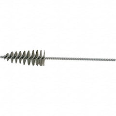 Brush Research Mfg. - 1.2" Diam Helical Stainless Steel Tube Brush - Single Spiral, 0.006" Filament Diam, 2-1/8" Brush Length, 10-1/2" OAL, 0.245" Diam Plastic Handle Shank - Caliber Tooling