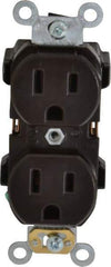 Leviton - 125 VAC, 15 Amp, 5-15R NEMA Configuration, Brown, Industrial Grade, Self Grounding Duplex Receptacle - 1 Phase, 2 Poles, 3 Wire, Flush Mount, Impact Resistant - Caliber Tooling