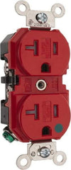 Leviton - 125 VAC, 20 Amp, 5-20R NEMA Configuration, Red, Hospital Grade, Self Grounding Duplex Receptacle - 1 Phase, 2 Poles, 3 Wire, Flush Mount, Tamper Resistant - Caliber Tooling