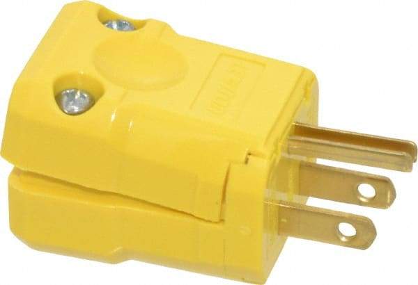 Leviton - 125 VAC, 15 Amp, 5-15P NEMA, Valise, Self Grounding, Industrial Grade Plug - 2 Pole, 3 Wire, 1 Phase, Nylon, Yellow - Caliber Tooling