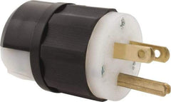 Leviton - 125 VAC, 15 Amp, 5-15P NEMA, Straight, Self Grounding, Industrial Grade Plug - 2 Pole, 3 Wire, 1 Phase, Nylon, Black, White - Caliber Tooling