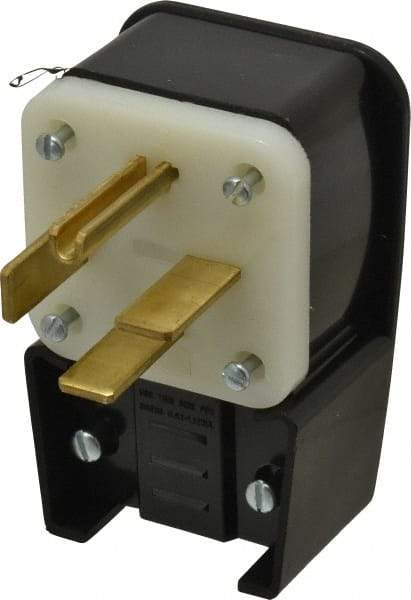 Leviton - 250 VAC, 50 Amp, 15-50P NEMA, Angled, Self Grounding, Industrial Grade Plug - 3 Pole, 4 Wire, 3 Phase, Nylon, Black - Caliber Tooling